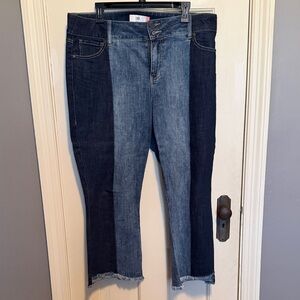 Cabi Women's Two-Tone Jeans hi-low crop